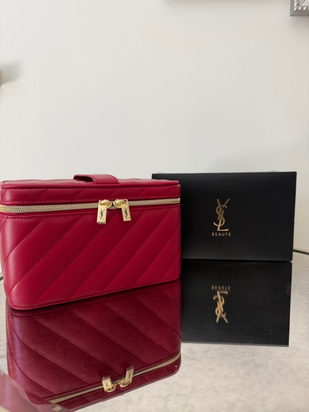 Yves Saint Laurent Beauty Red Quilted Cosmetic Case